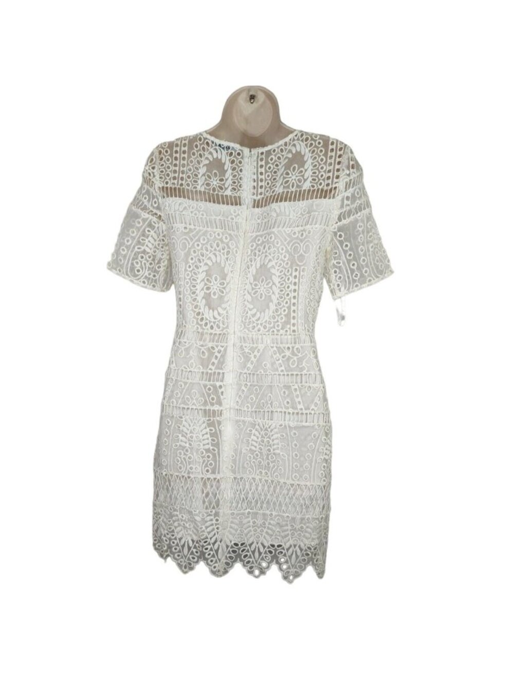 Gianni Bini Lily Sheath Dress Women Size 2 White Short Sleeve Boho Wedding NEW - Picture 4 of 9